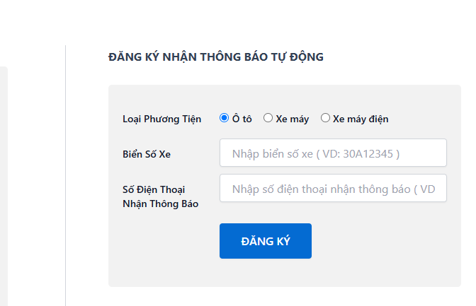 hướng dẫn  đăng ký nhận thông báo phạt nguội tự động từ website loiphatnguoi.net