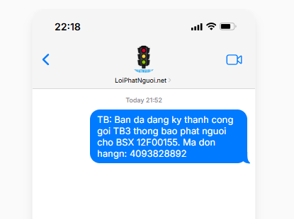 Dang ky thong bao phat nguoi qua dien thoai Thong bao phat nguoi qua dien thoai